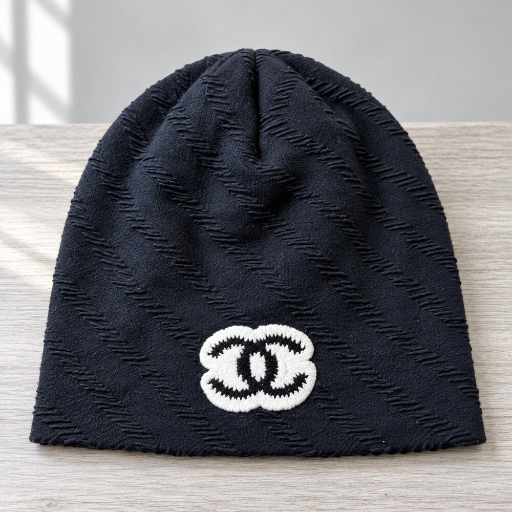 CHANEL Textured CC Knit Beanie